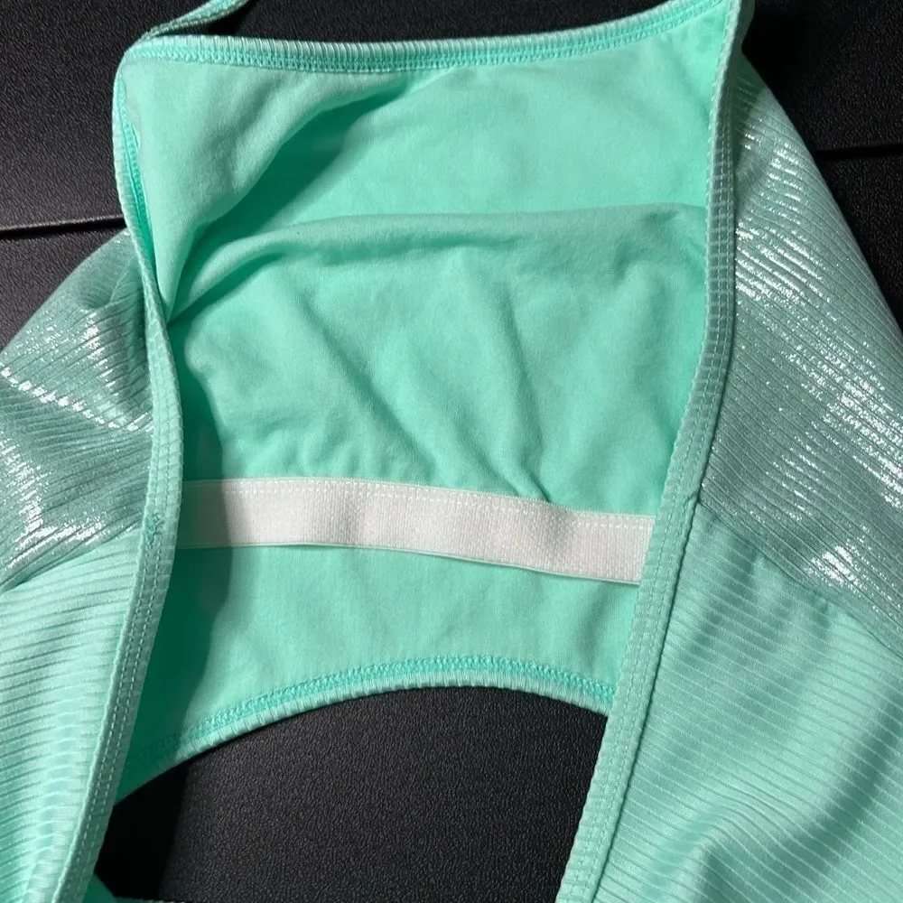 Justice Green Ribbed Cutout One Piece Swimsuit